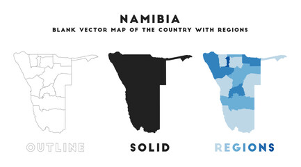 Namibia map. Borders of Namibia for your infographic. Vector country shape. Vector illustration.