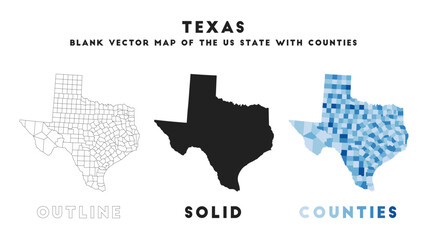 Texas map. Borders of Texas for your infographic. Vector us state shape. Vector illustration.
