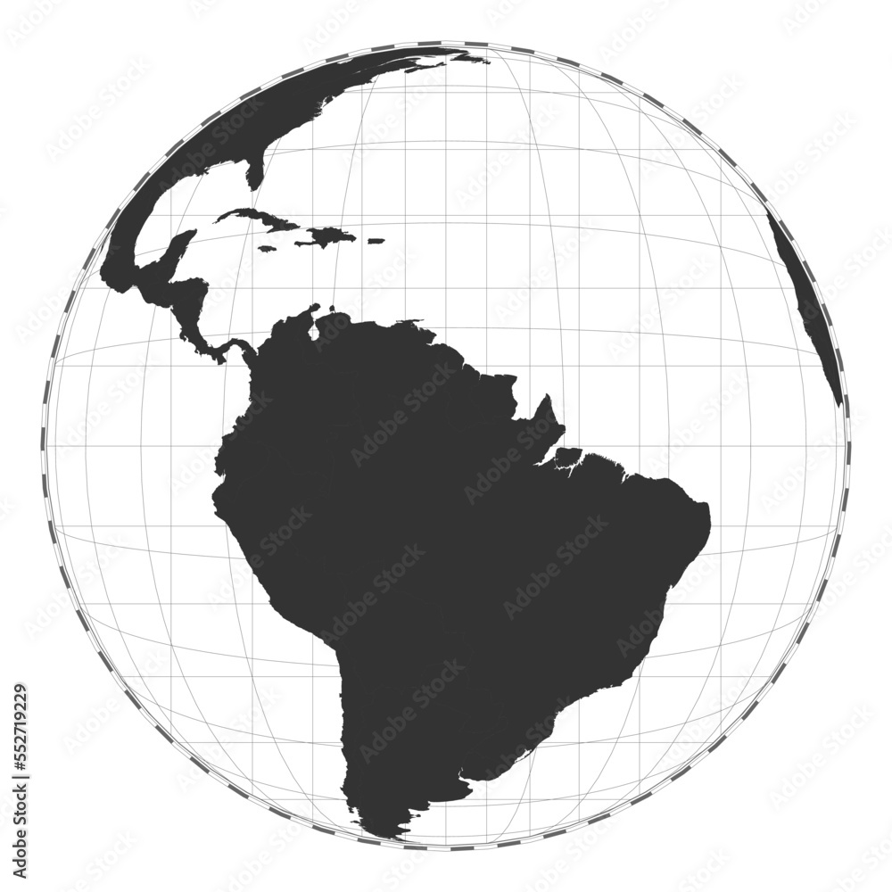 Poster vector world map. satellite (tilted perspective) projection. plan world geographical map with latitu