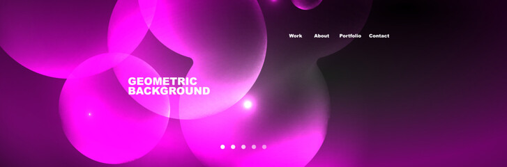 Neon glowing bubbles, circles magic energy space light concept, abstract background wallpaper design