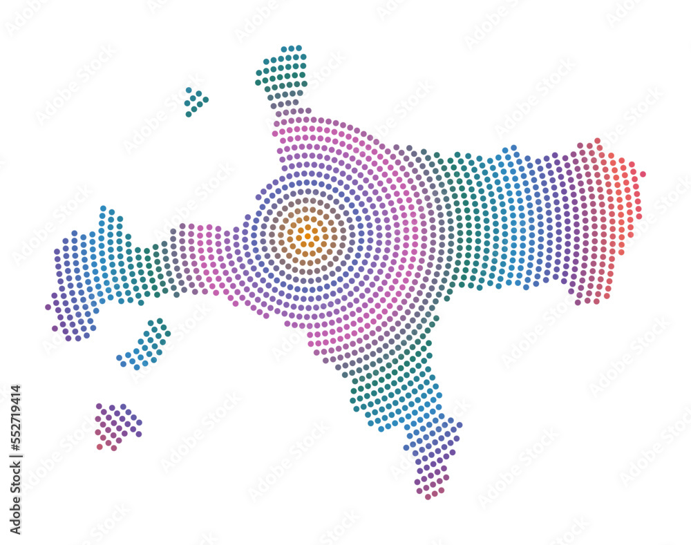 Poster ko mak dotted map. digital style shape of ko mak. tech icon of the island with gradiented dots. capt