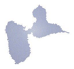 Grande-Terre dotted map. Digital style shape of Grande-Terre. Tech icon of the island with gradiented dots. Attractive vector illustration.