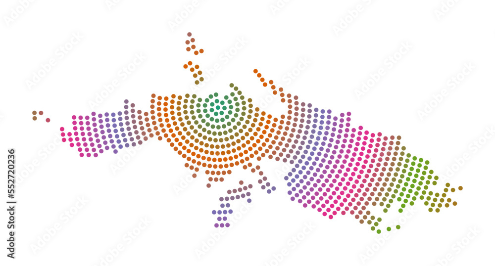 Poster saint thomas dotted map. digital style shape of saint thomas. tech icon of the island with gradiente