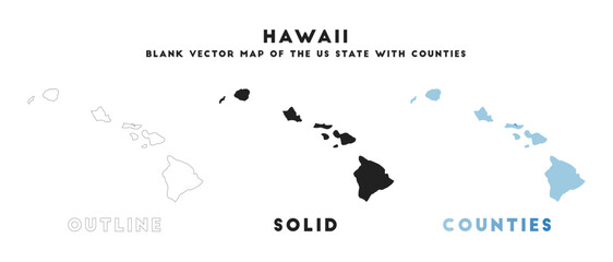 Hawaii map. Borders of Hawaii for your infographic. Vector US state shape. Vector illustration.