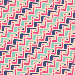 Seamless Diagonal Traditional African Pattern in Blue and Pink 