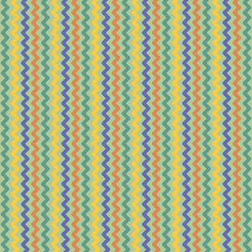 Seamless Vertical Zig Zag Pattern in Green Yellow Brown and Blue