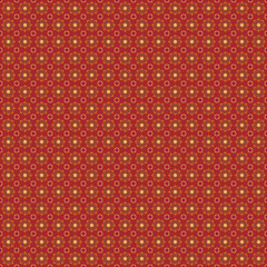Seamless Round and Dot Pattern in Red Brick and Gold