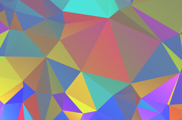 Vector illustration of a complex polygonal surface. Creative background in a low poly style. Crumpled colorful backdrop consisting of triangles of different sizes and colors.