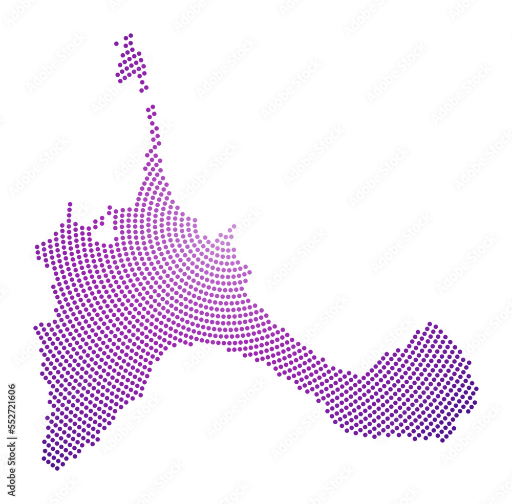 Poster formentera dotted map. digital style shape of formentera. tech icon of the island with gradiented do