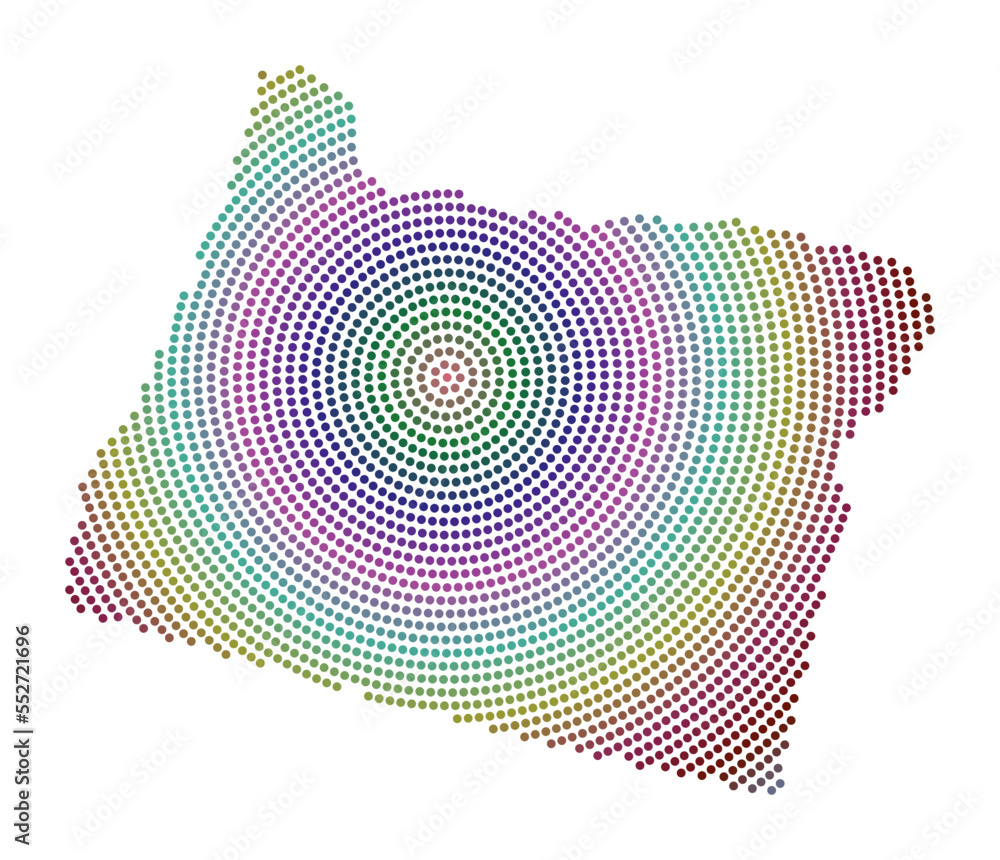 Poster oregon dotted map. digital style shape of oregon. tech icon of the us state with gradiented dots. ne