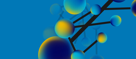 Line points connections geometric landing page background. Fluid circles and spheres with liquid gradients. Vector Illustration For Wallpaper, Banner, Background, Card, Book Illustration, landing page