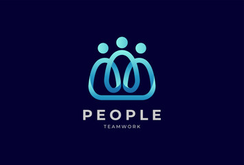 People logo design, Community human Logo template, vector illustration