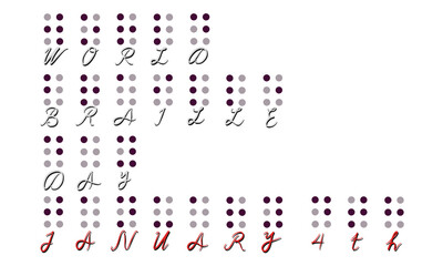 hello in braille to celebrate world braille day on january 4th. isolated transparent background png