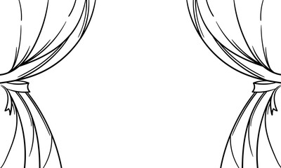 curtain and ribbon hand drawn background on white background