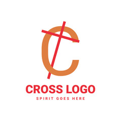 letter C initial cross vector logo design