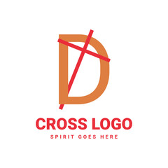 letter D initial cross vector logo design