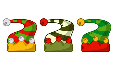 Cartoon Elf Hat Illustration. Set of Variation Colors. EPS 10 Vector