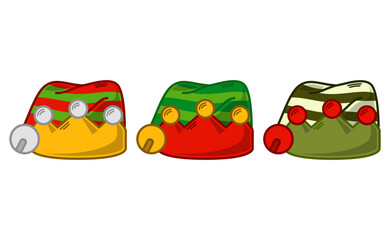 Cartoon Elf Hat Illustration. Set of Variation Colors. EPS 10 Vector