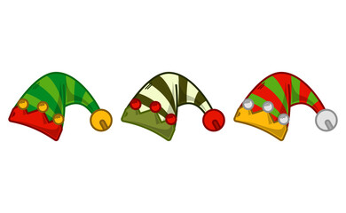 Cartoon Elf Hat Illustration. Set of Variation Colors. EPS 10 Vector