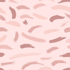 Beige Dry Brush Strokes Seamless Pattern. Hand Drawn Artwork Abstract Vector Background