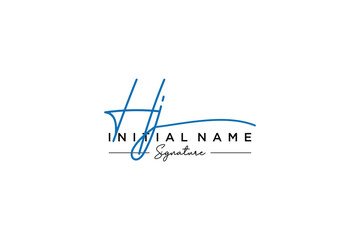 Initial HJ signature logo template vector. Hand drawn Calligraphy lettering Vector illustration.
