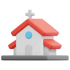 church 3d render icon illustration