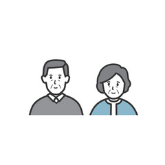 年配夫婦の上半身イラスト