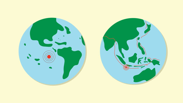 Earthquake on green world globe illustration