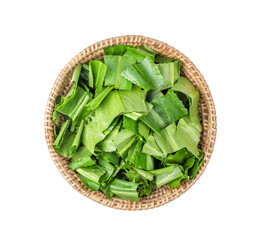 Fresh culantro,Sawtooth Coriande slice in basket isolated on transparent png