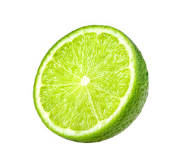 slice lime isolated on transparent png - obrazy, fototapety, plakaty
