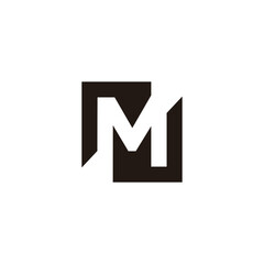 letter m square negative space simple logo vector