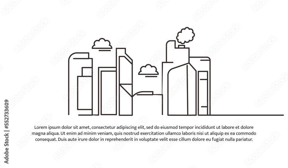 Poster continuous line design of future building architecture. technology development design. future city c