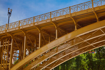 São Paulo - December 07, 2017: Part of the side view of the famous pedestrian-only Santa Ifigenia Viaduct in downtown São Paulo on a sunny day seen from below
