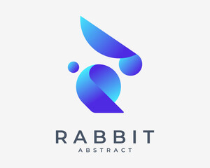 Rabbit Bunny Hare Animal Abstract Mascot Colorful Gradient Bright Vibrant Modern Vector Logo Design