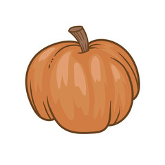 Orange pumpkin cartoon isolated illustration.
