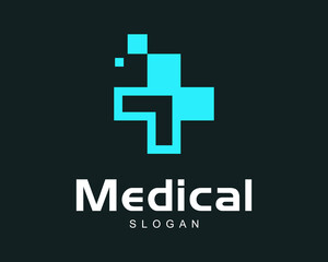 Medical Cross Health Pharmacy Digital Pixel Technology Innovation Arrow Direction Vector Logo Design