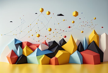 backdrop of low poly network communications abstraction. Generative AI