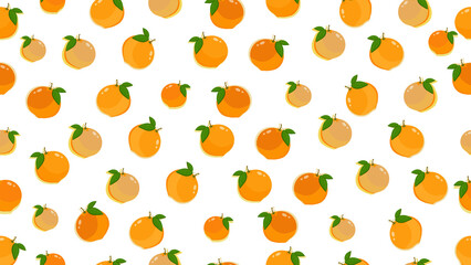 Ripe Fresh Orange  isolated on PNG white background. Seamless pattern.