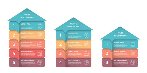 Infographic templates with house divided on segments with place for text and icons © PixMarket