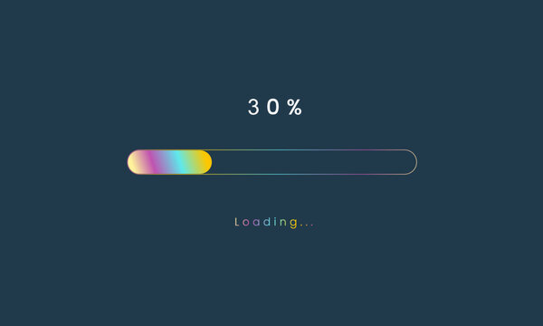 30 percent rainbow loading bar, luplouad user interface, colorful Futuristic loading symbol, a loading tap menu UI, use for Download progress, web design template, interface uploading design.