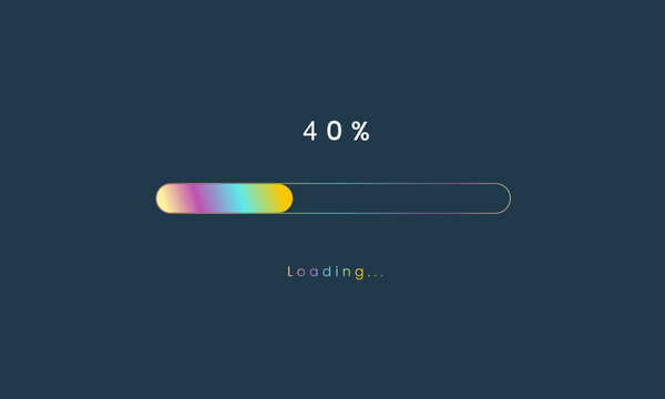 40 percent rainbow loading bar, luplouad user interface, colorful Futuristic loading symbol, a loading tap menu UI, use for Download progress, web design template, interface uploading design.