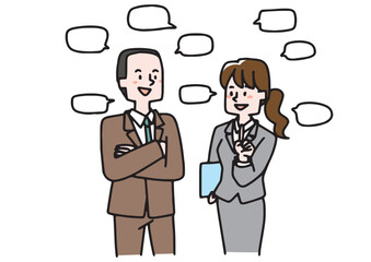 会話をしている二人のビジネスマン（カラー）