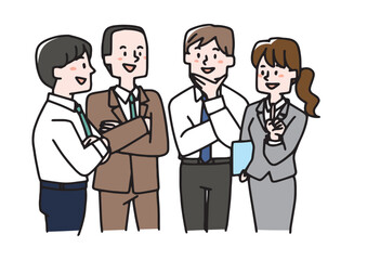 会話をしている四人のビジネスマン（カラー）
