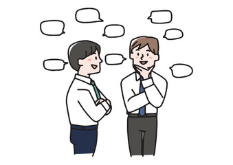 会話をしている二人のビジネスマン（カラー）