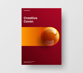 Unique 3D spheres brochure layout. Vivid cover A4 vector design concept.