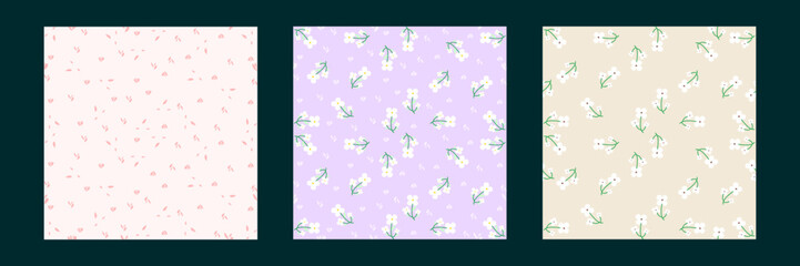 Fototapeta premium Floral seamless patterns. Vector design for paper, cover, fabric, interior decor and other users