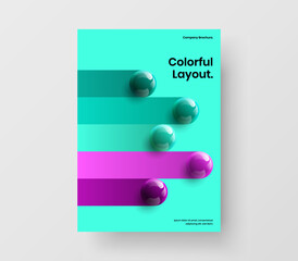 Modern book cover design vector template. Isolated realistic balls leaflet concept.