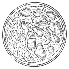 Fototapeta premium beef bourguignon france food cuisine isolated doodle hand drawn sketch with outline style