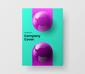 Clean 3D balls journal cover illustration. Creative booklet vector design concept.