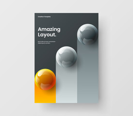 Fresh corporate brochure A4 vector design template. Bright realistic balls front page illustration.